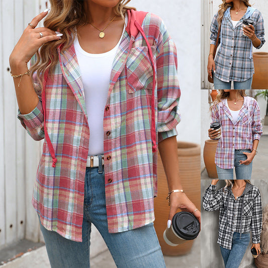 Oversized Plaid Cotton Shirt For Casual Wear