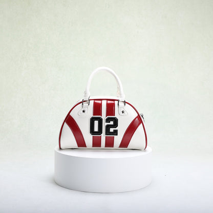 Bowling Bag for Women Trendy Colorblock PU Casual Crossbody