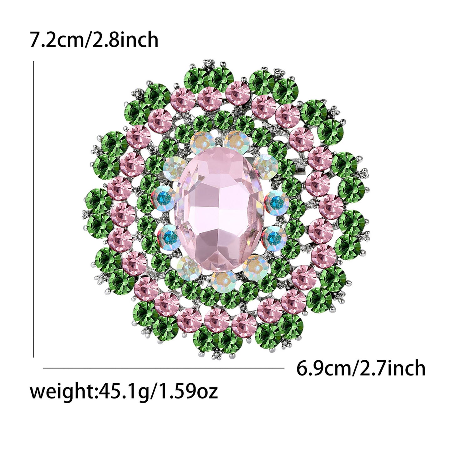 Fresh Green Floral Crystal Glass Brooch Elegant Clothing Accessory