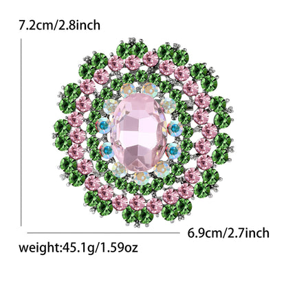 Fresh Green Floral Crystal Glass Brooch Elegant Clothing Accessory