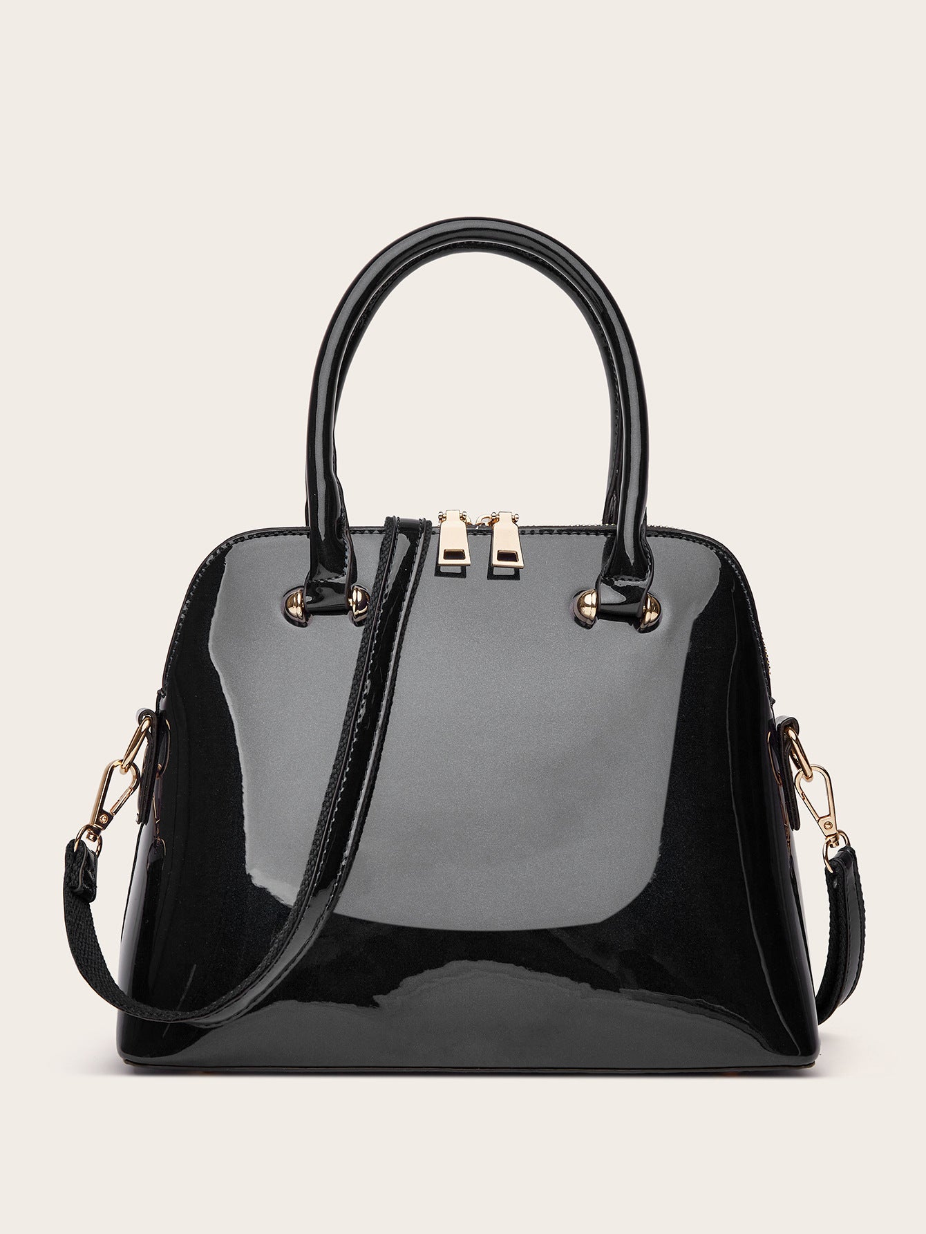 Glossy Shell Handbag Trendy PU Leather Tote for Everyday Use