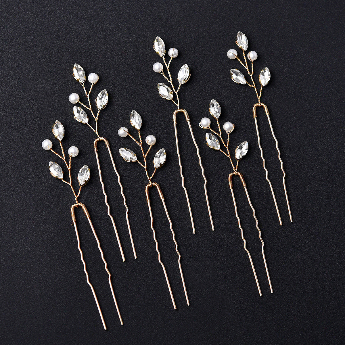 Emerald U Shaped Hair Pins Set of 6 Elegant Bridal Hairpiece