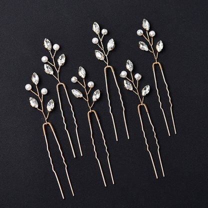 Emerald U Shaped Hair Pins Set of 6 Elegant Bridal Hairpiece