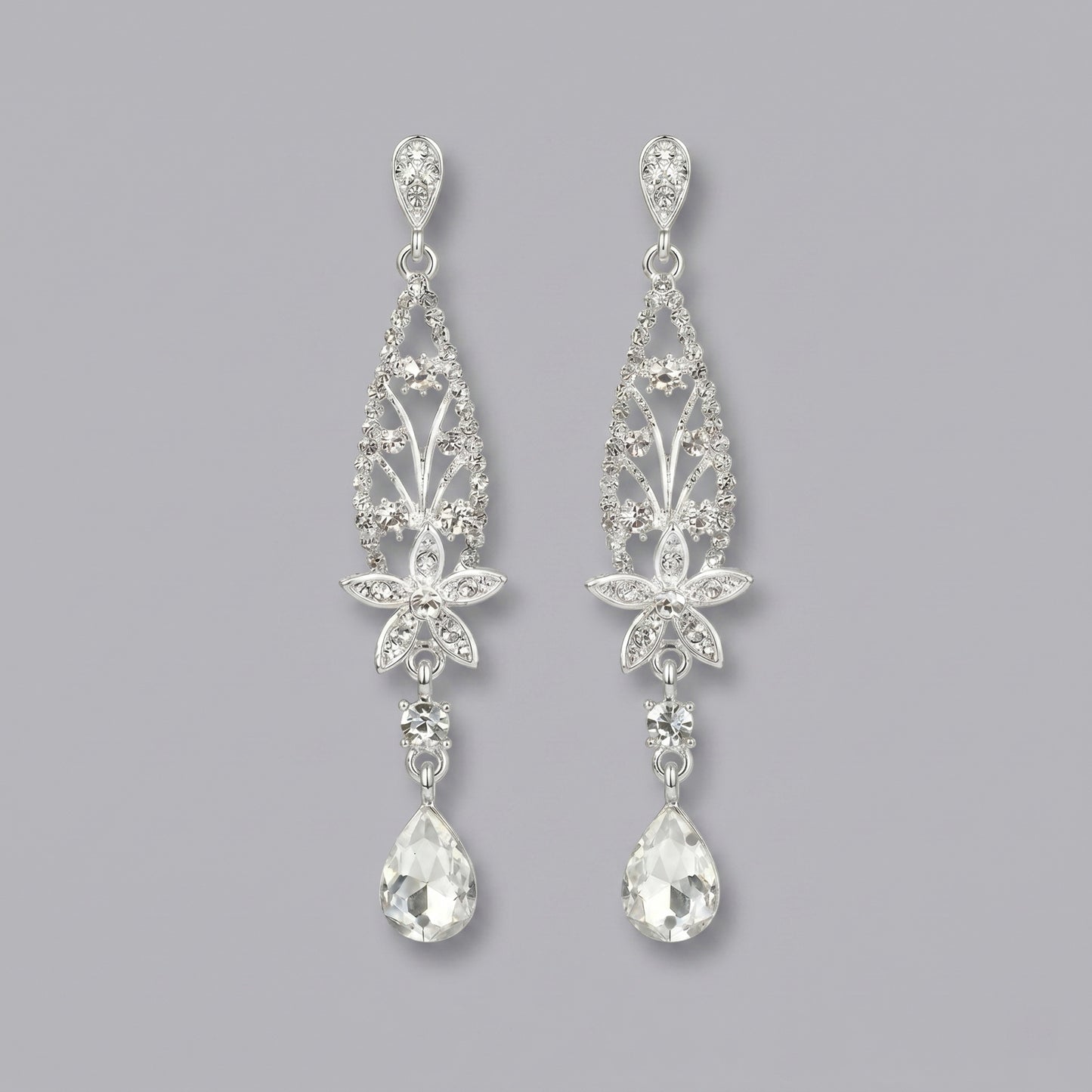 Vintage Floral Alloy Rhinestone Earrings Elegant Daily Drops