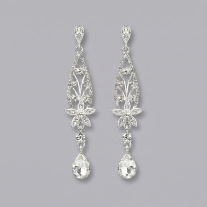 Vintage Floral Alloy Rhinestone Earrings Elegant Daily Drops