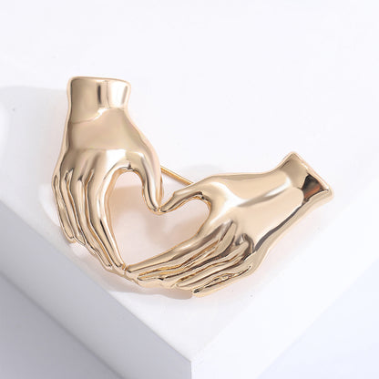 Elegant Hand Heart Brooch - Simple Retro Accessories