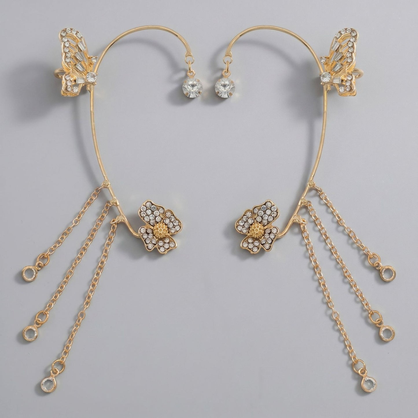 Handcrafted Pearl and Crystal Floral Earrings - Elegant and Versatile Accessories