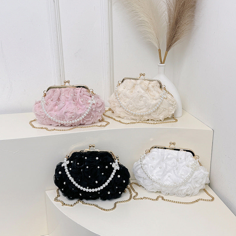 Trendy Floral Pearl Shoulder Bag Stylish Casual Crossbody Bag