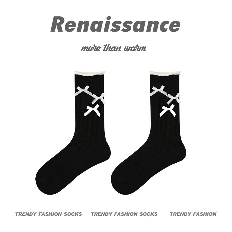 Renaissance Creative Mid Calf Scallop Edge Cotton Socks