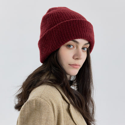 Women's Double-Layer Knitted Hat with Wool - Warm, Stylish, and Versatile