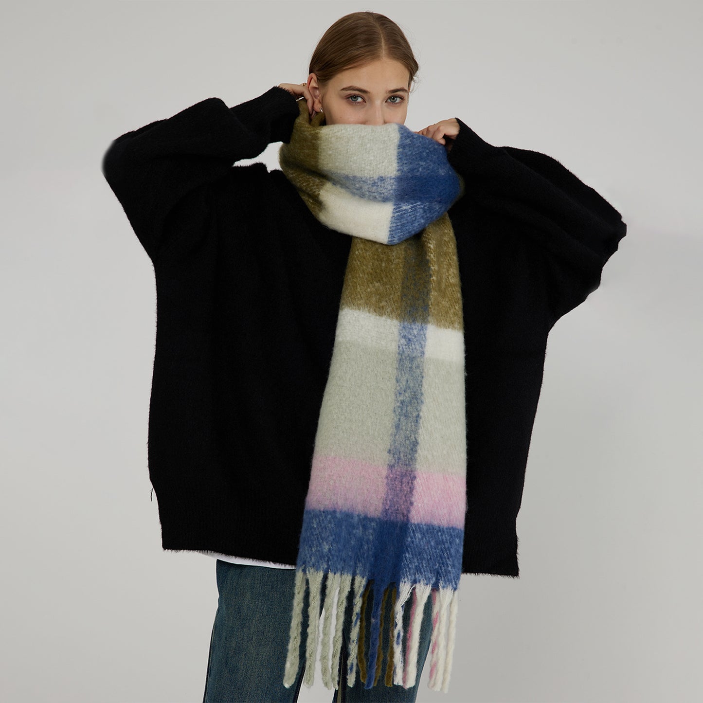 New Thick Plaid Scarf for Women - Stylish & Warm Shawl