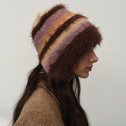 Cute Gradient Knit Beanie Hat with Ear Protection