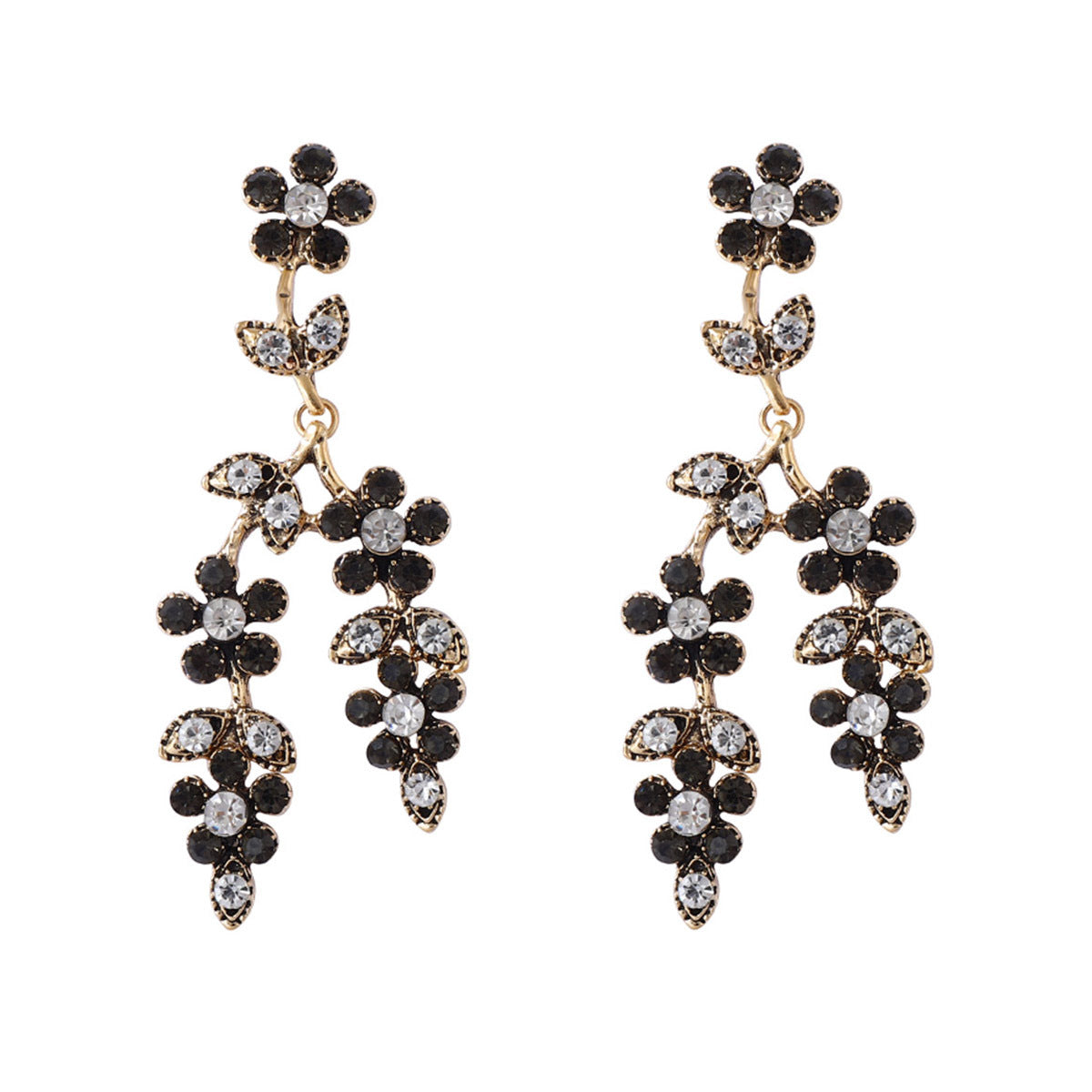 Alloy Sparkling Branch Floral Drop Earrings Evening