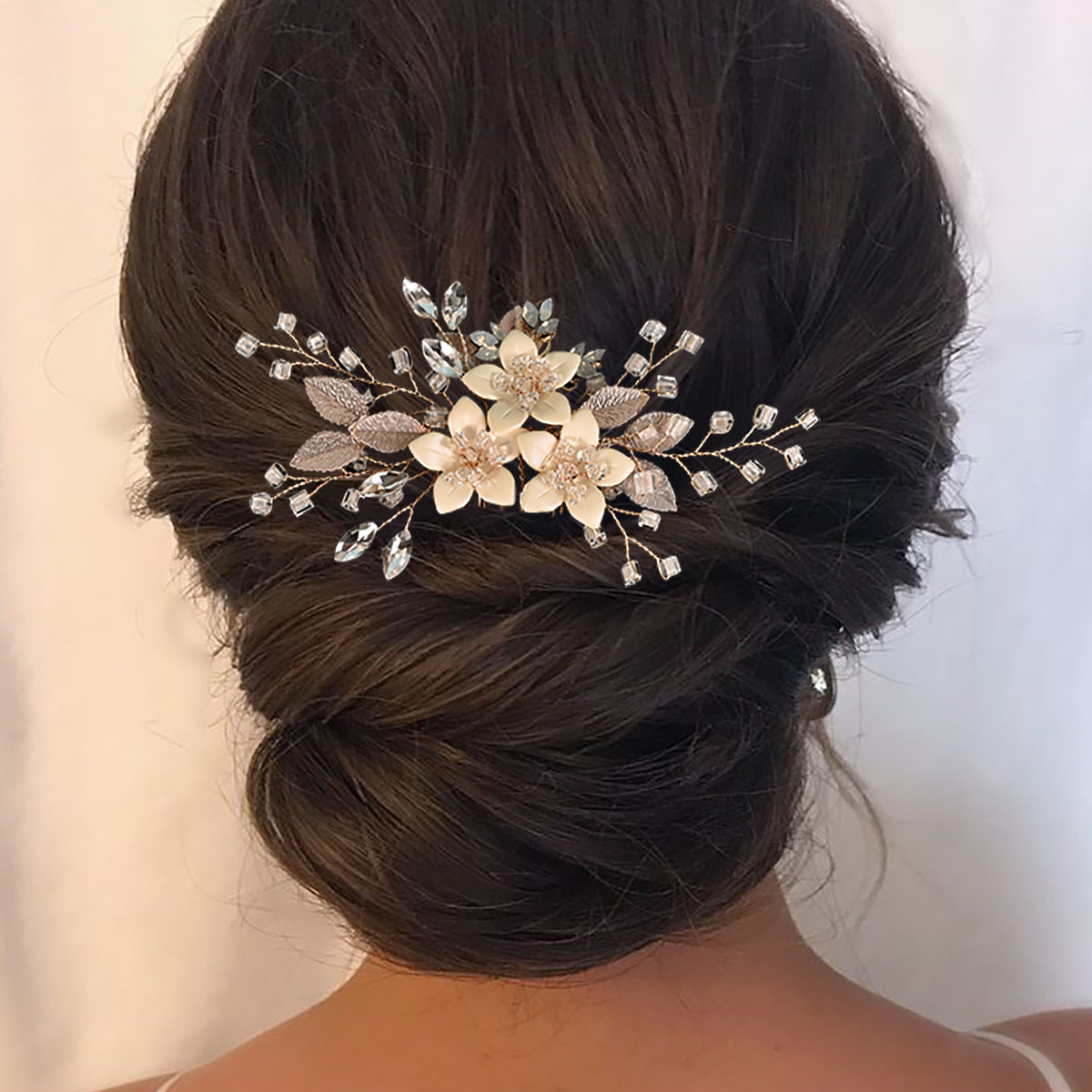 Side Comb Crystal Floral Design Bridal Wedding Hair Accessory