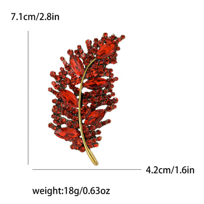 Creative Leaf Brooch with Rhinestones for Women