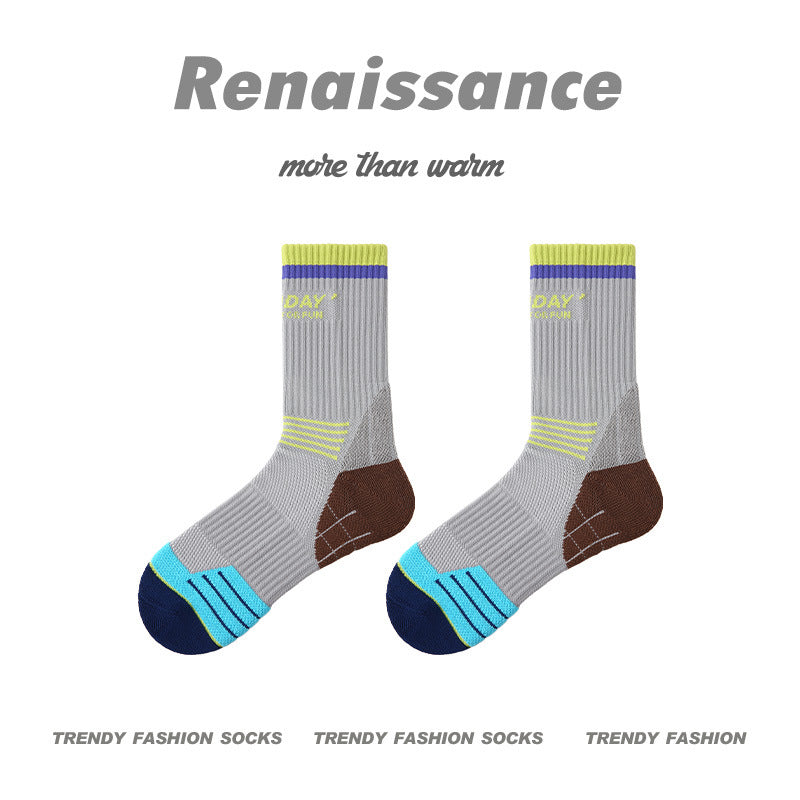 Combed Cotton Colorblock Sport Socks Moisture Wicking