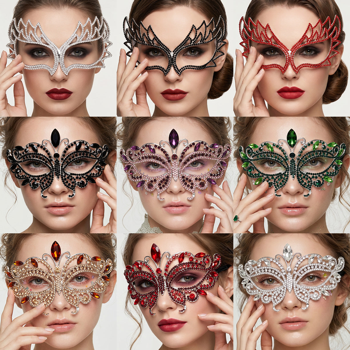 Luxury Rhinestone Half Face Masks for Parties and Events