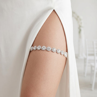Bridal Lace Garter Belt with Rhinestones and Pearls for Elegant Weddings