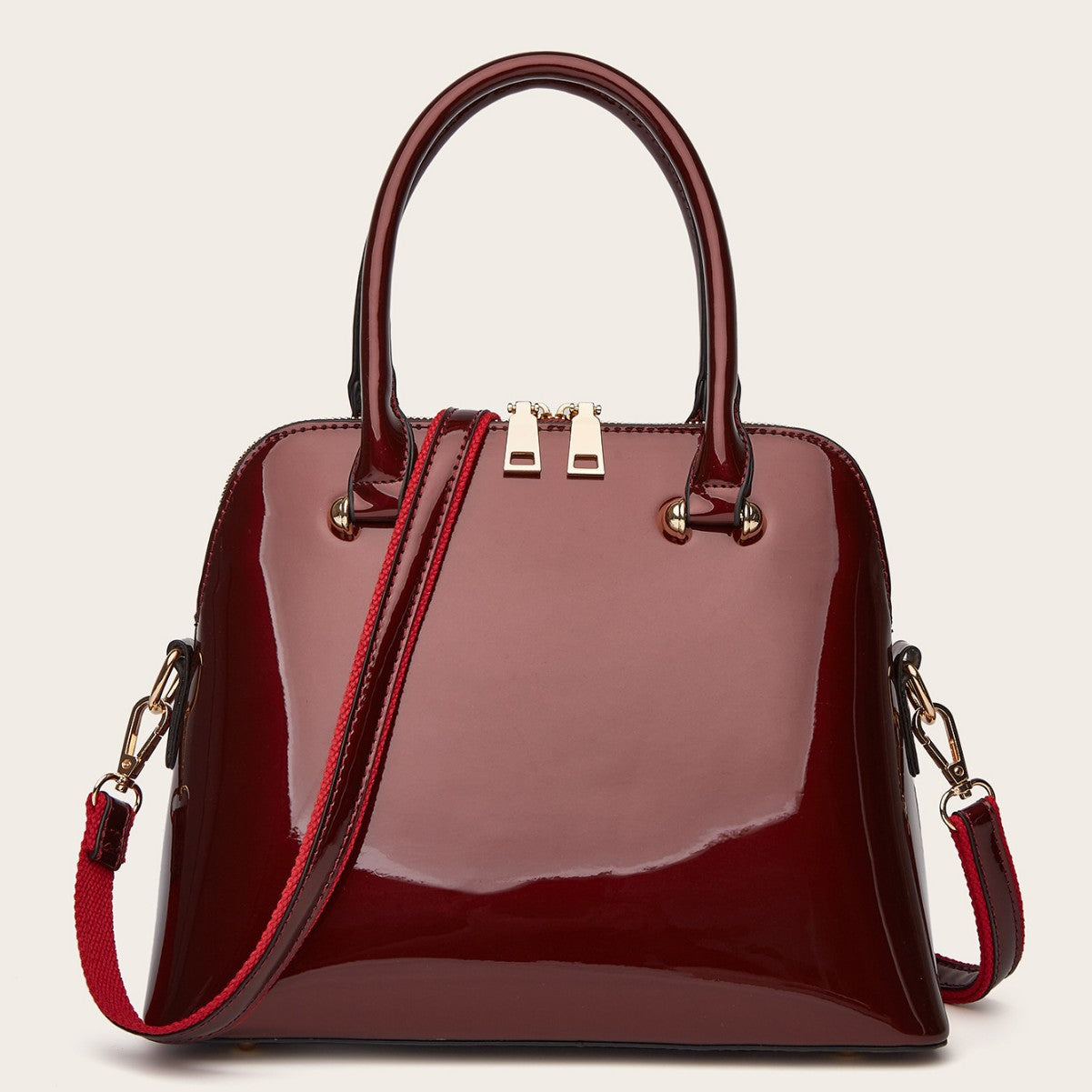 Glossy Shell Handbag Trendy PU Leather Tote for Everyday Use