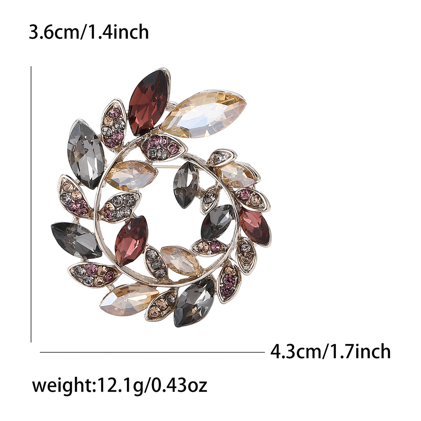 Fashionable Crystal Olive Branch Brooch for Women