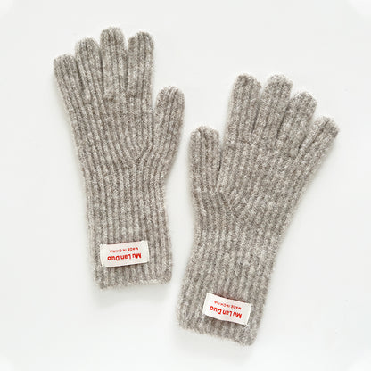 Touchscreen Knit Gloves Cute Solid Color Warm Winter Mittens