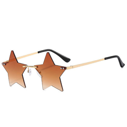 Trendy Star Shaped Sunglasses Pink Gradient UV400 Protection
