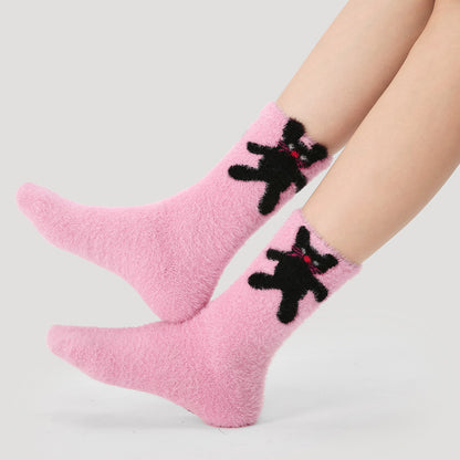 Cozy Cat Mid Calf Plush Polyester Socks