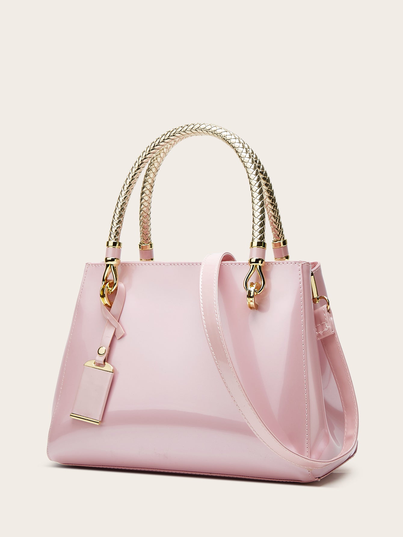 Stylish Red Patent Leather Tote Bag