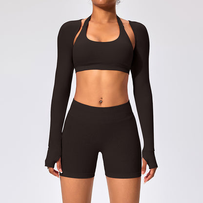 Women's Outdoor Yoga Set with Open Back Sports Bra and Pants