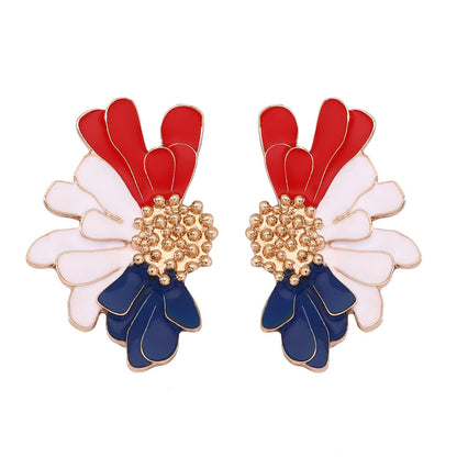 Alloy Enamel Flower Stud Earrings Hypoallergenic Chic