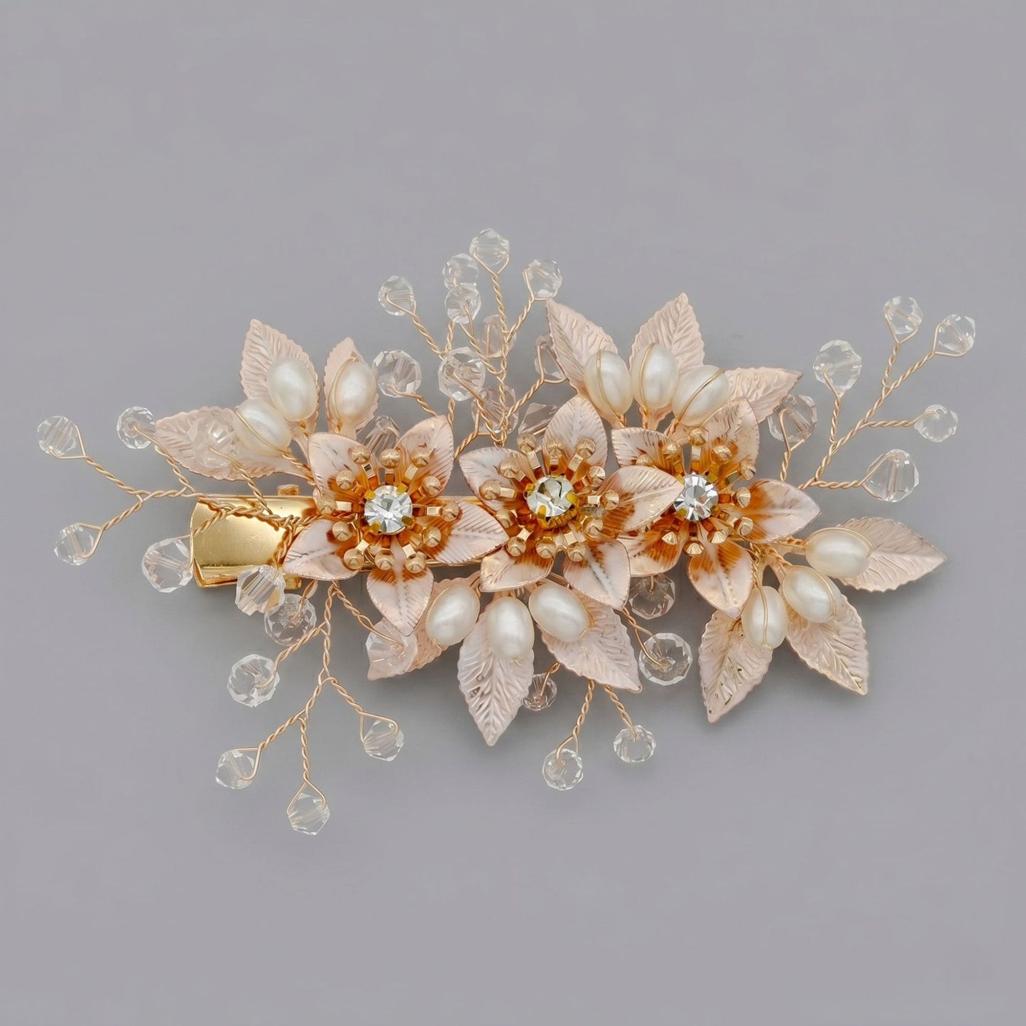 Exquisite Pearl and Crystal Flower Headpiece for Bridal Photoshoots