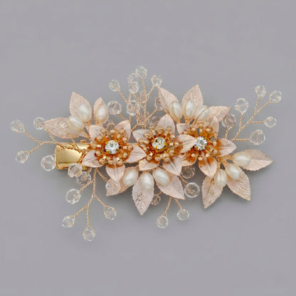 Exquisite Pearl and Crystal Flower Headpiece for Bridal Photoshoots