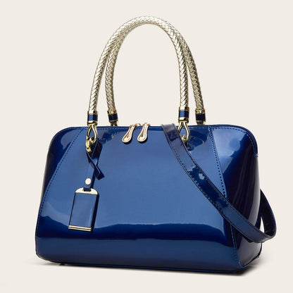 Versatile Patent Leather Boston Tote Bag for Women