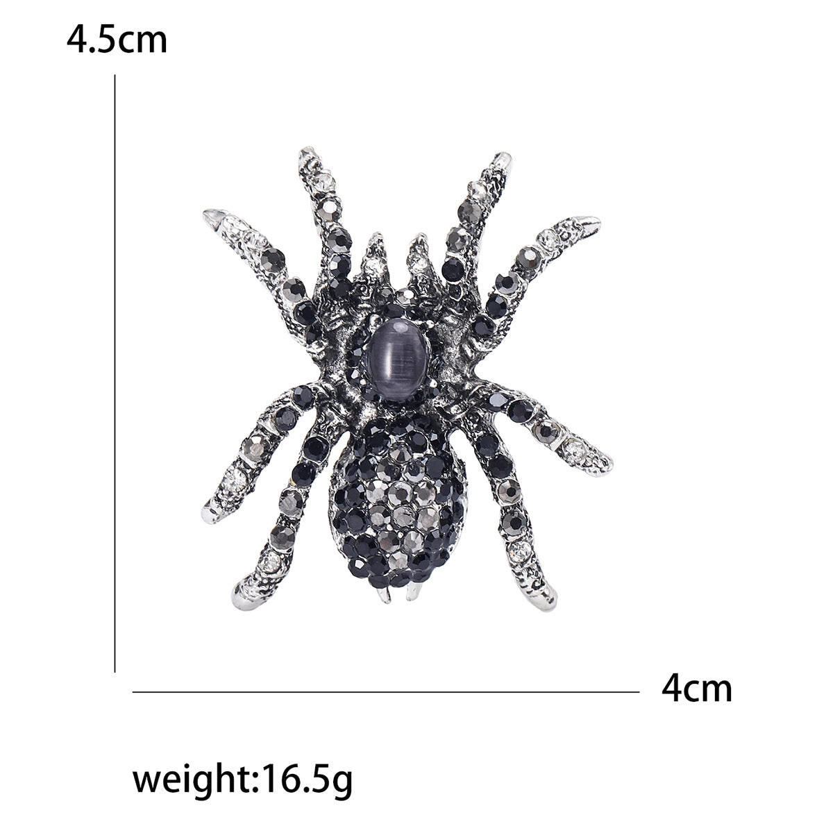 Vintage Spider Brooch with Rhinestones for Men
