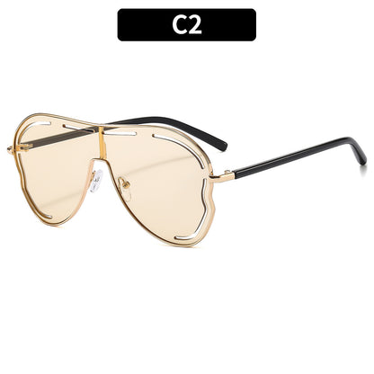 Trendy Oversized Hollow UV400 Sunglasses