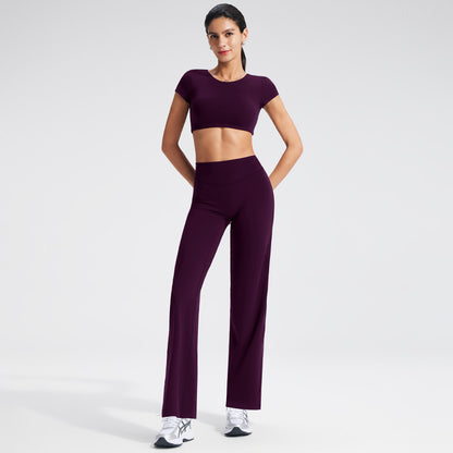 Backless Sports T-Shirt Set with Removable Pads for Women