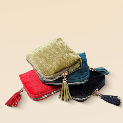 Jewelry Organizer Tassel Zip Double Layer Pouch