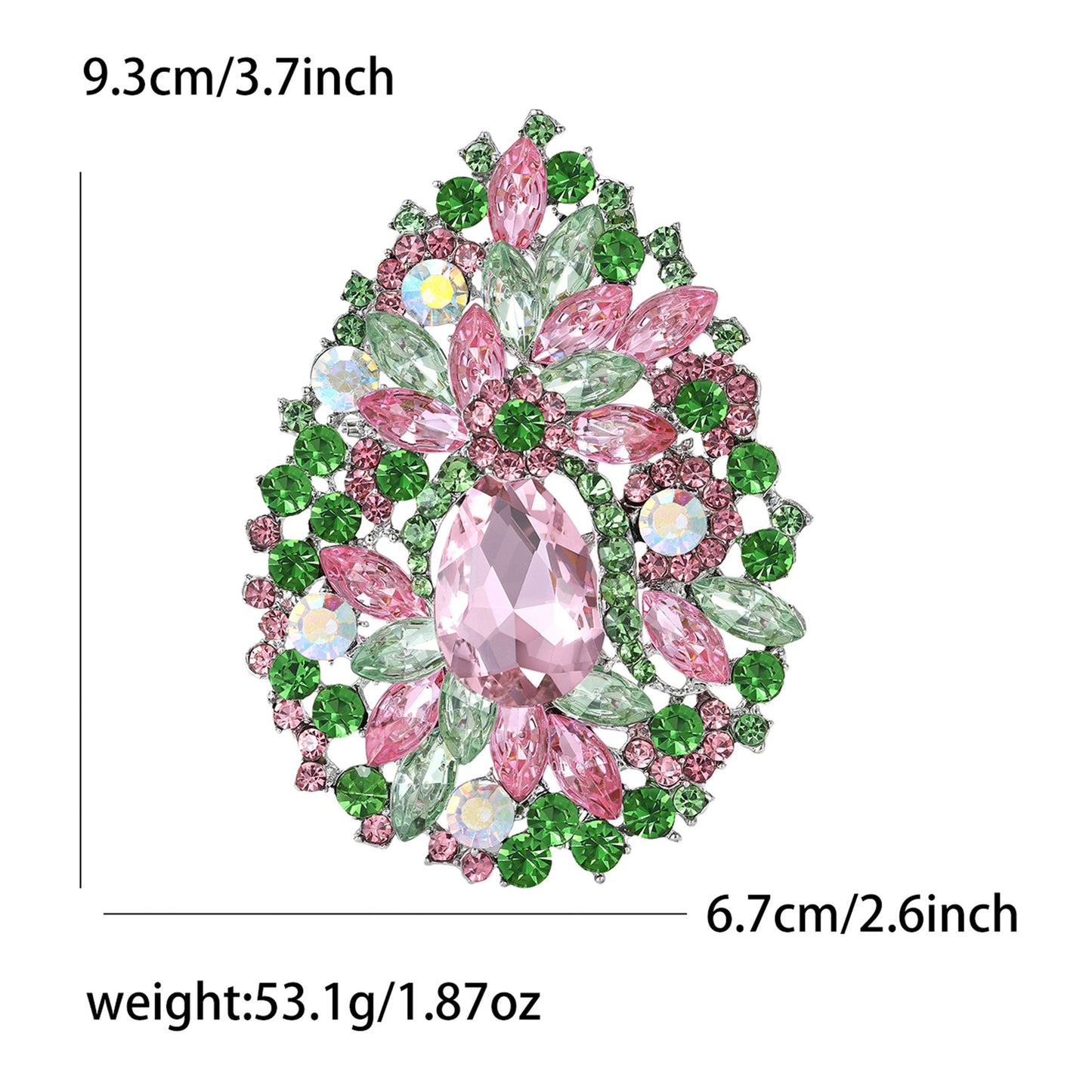 Fresh Green Floral Crystal Glass Brooch Elegant Clothing Accessory