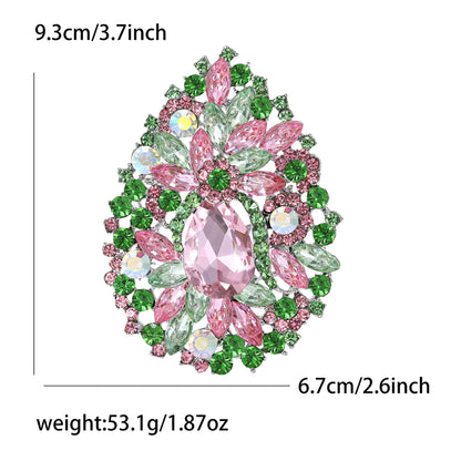 Fresh Green Floral Crystal Glass Brooch Elegant Clothing Accessory