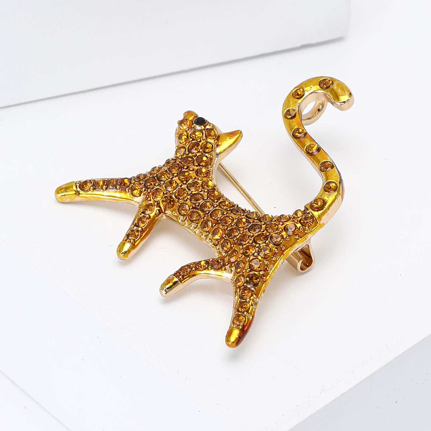 Fashionable Cartoon Cat Brooch Alloy Rhinestone Pin for Women
