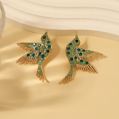Earrings Bird Rhinestone Embellished Colorful Casual