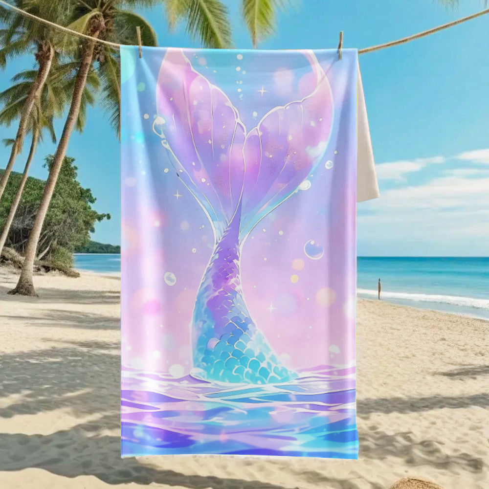 Customizable Turtle Print Beach Towel Ultra-Soft Microfiber Bath Towel