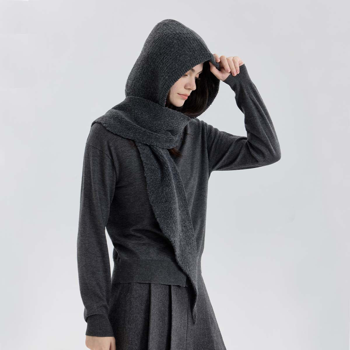 Hooded Knitted Scarf with Warmth and Style