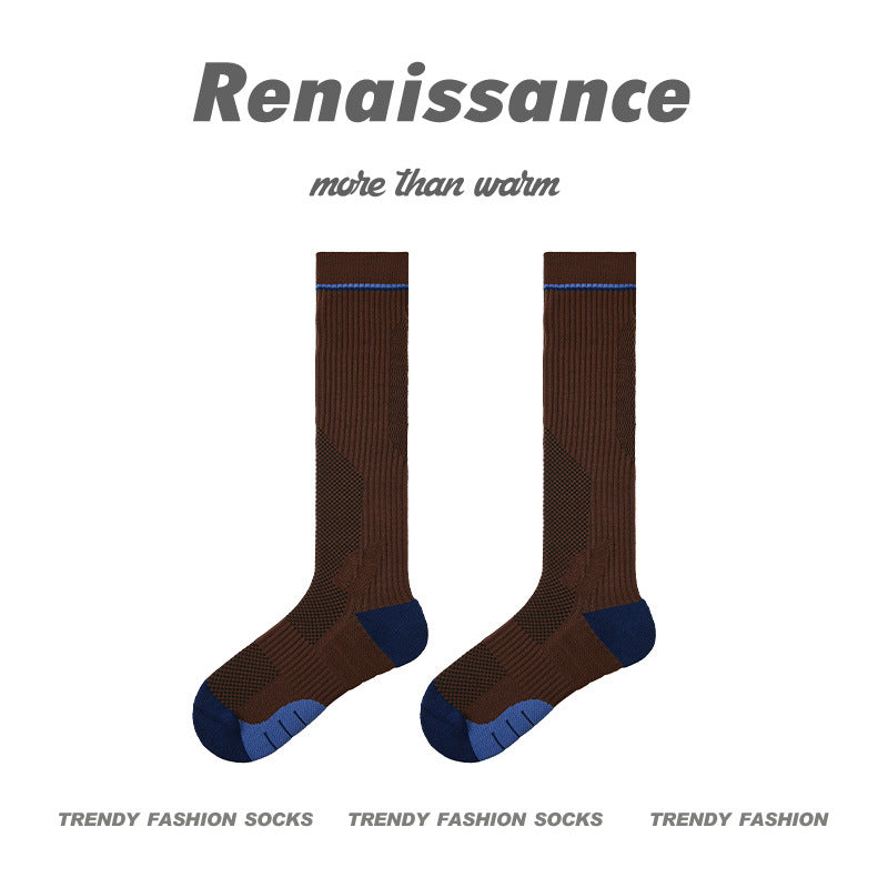 3D Floral Compression Calf Socks Polyester Blend