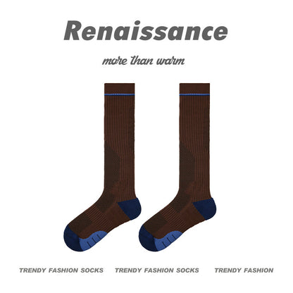 3D Floral Compression Calf Socks Polyester Blend