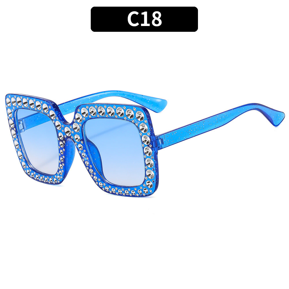 Colorful Square Rhinestone Sunglasses Trendy Bling Shade