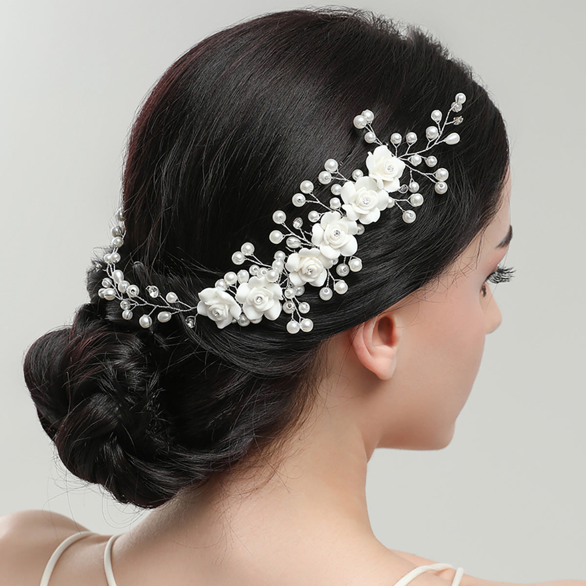 Handmade Pearl Floral Hair Comb Headband Wedding Hairpiece