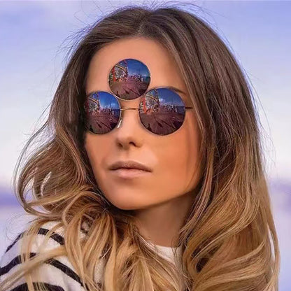 Trendy Punk Round Sunglasses with Metal Frame