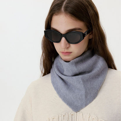 5% Cashmere Wool Knit Triangle Scarf Elegant Warm Shawl