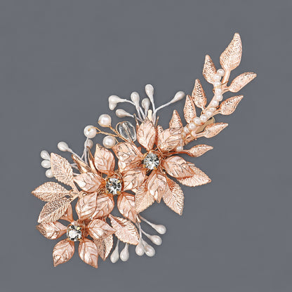 Elegant Floral Hair Clips with Pearl and Rhinestone Accents